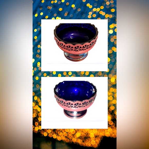 Blue Glass & Ornate Medal Celtic Quality Plate made in England Bowl - Picture 1 of 7